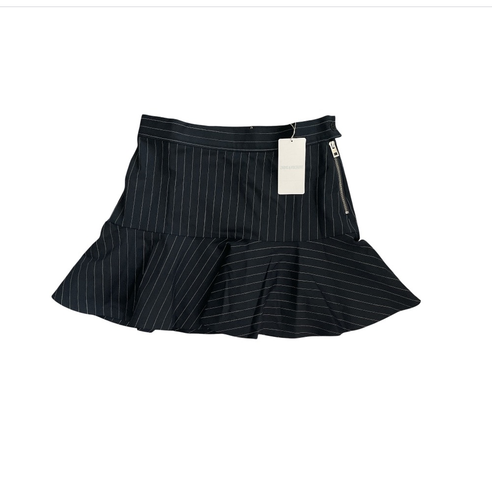 Zadig & Voltaire Black Pinstripe Flared Mini Skirt